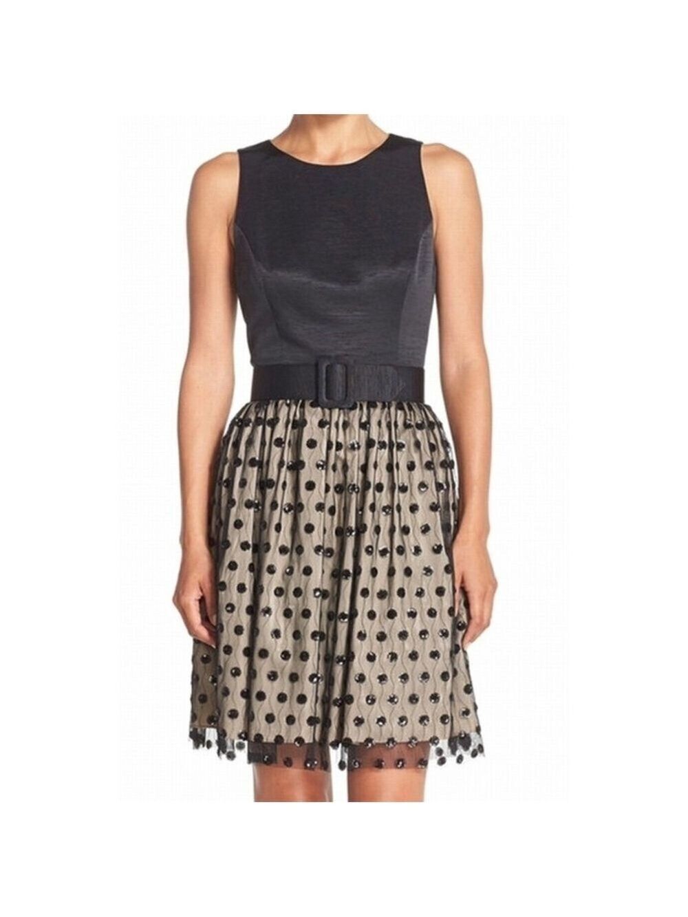 Eliza J. Dot Sequined Belted Sheath Dress